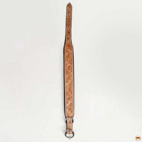 Heavy-Duty Floral Tooled Leather Dog Collar | Hilason Western Style