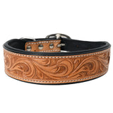 Heavy-Duty Floral Tooled Leather Dog Collar | Hilason Western Style