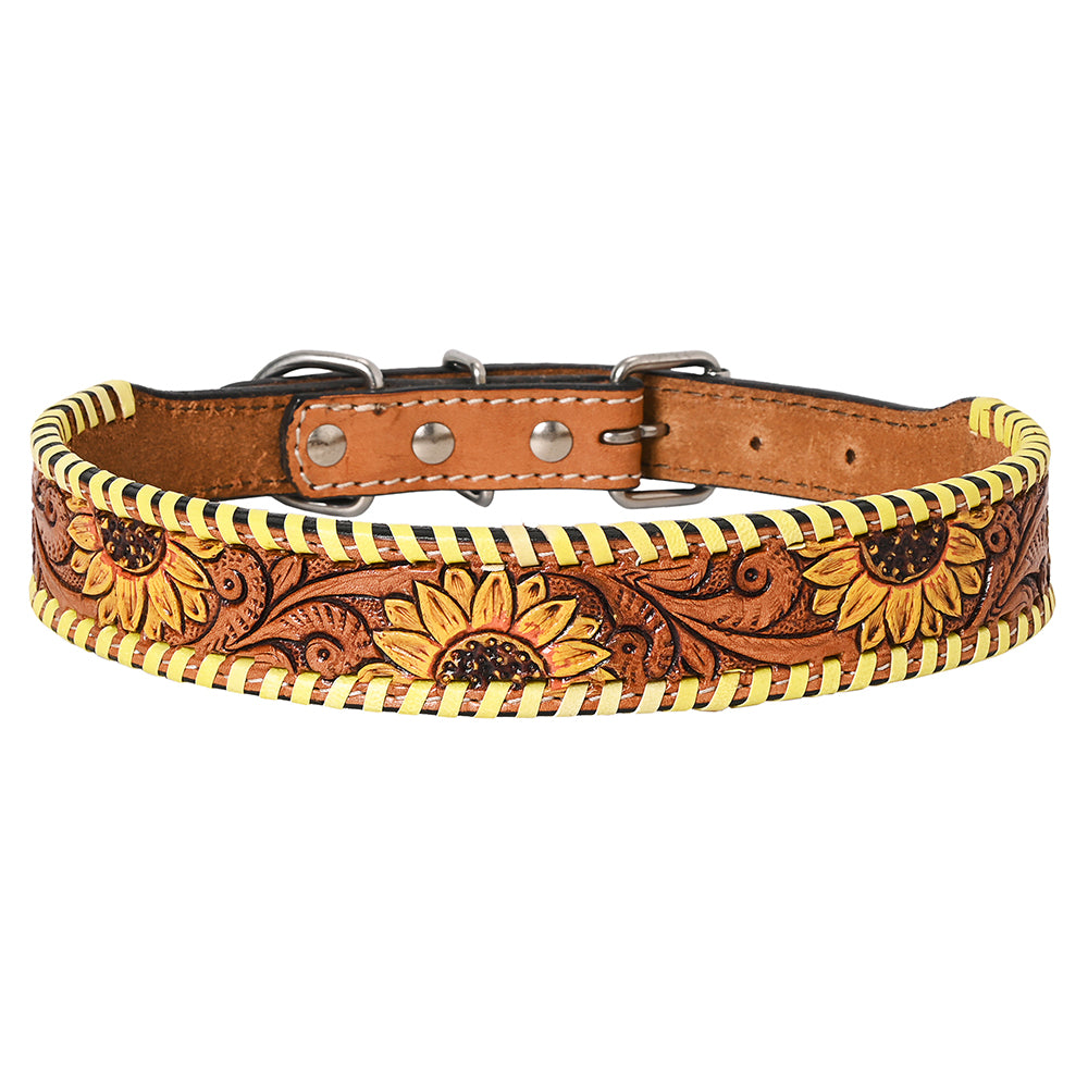 HILASON Western Genuine Leather Heavy Duty Dog Collar Floral Tooled