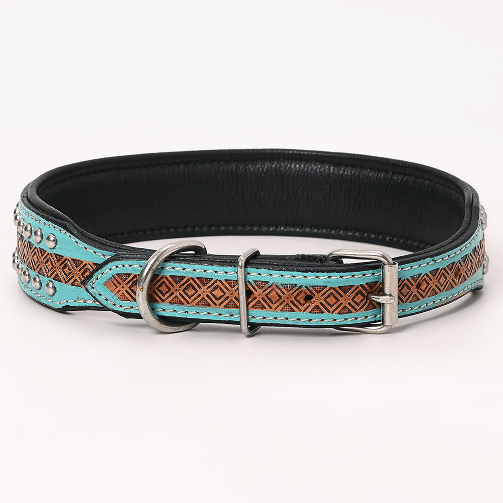 HIlason Genuine Leather Dog Collar Hand Tooled