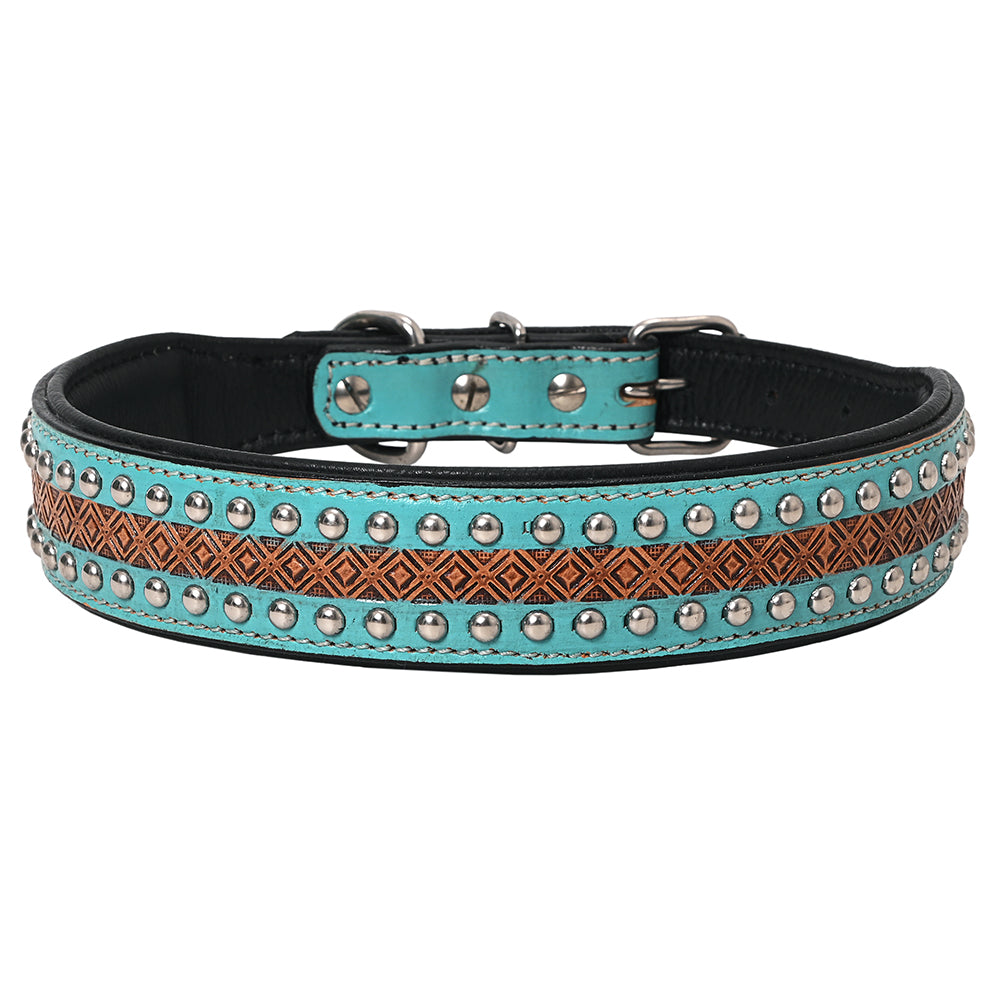 HIlason Genuine Leather Dog Collar Hand Tooled