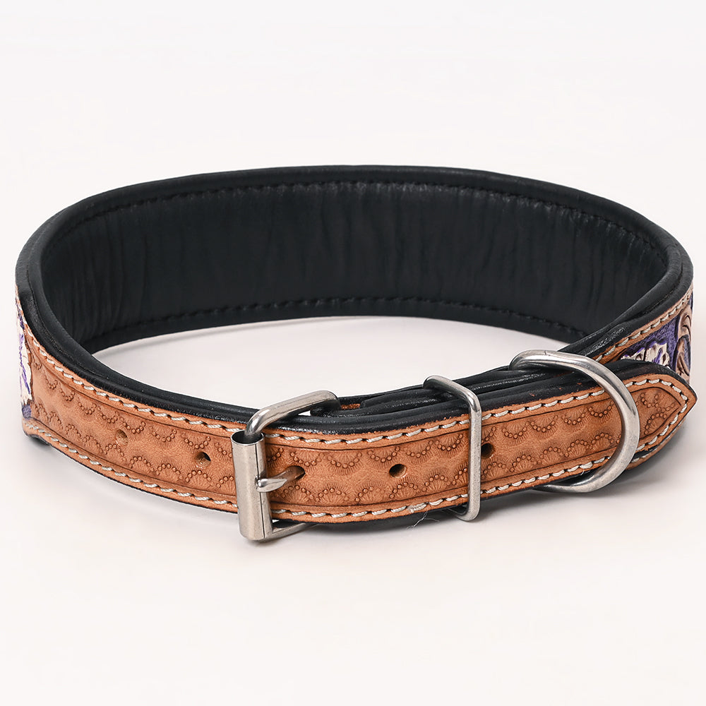 HIlason Genuine Leather Dog Collar Hand Tooled