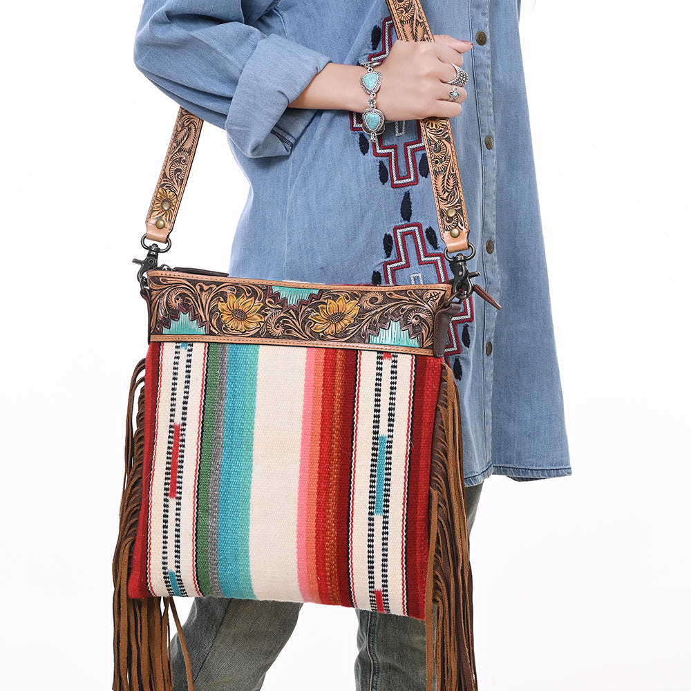 American Darling Cross Body Hand Tooled Saddle Blanket Genuine Leather Women Bag Western Handbag Purse