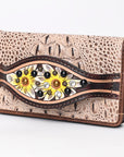 American Darling Clutch Hand Tooled Crocodile Embossed Genuine Leather Women Bag Western Handbag Purse