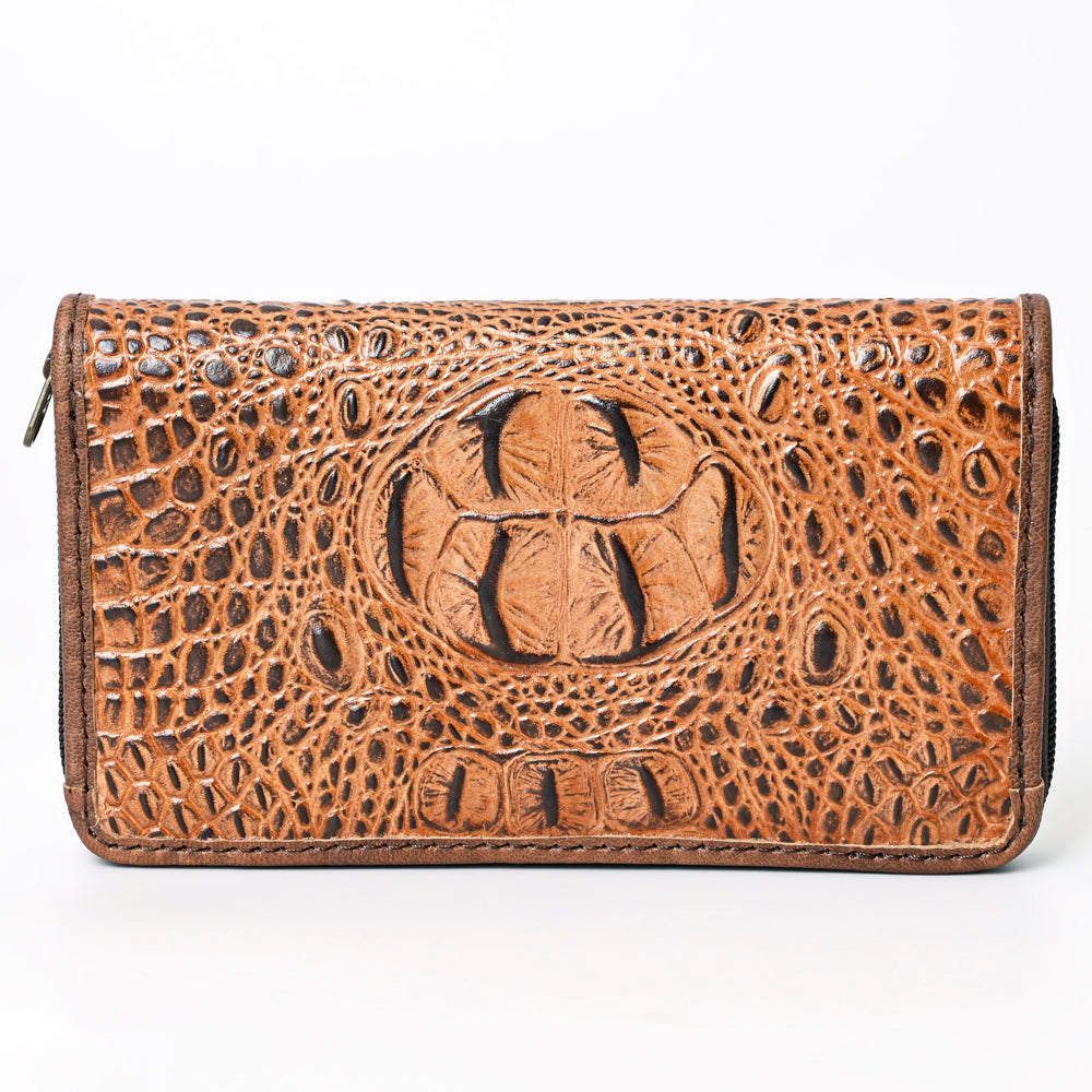 American Darling Clutch Hand Tooled Crocodile Embossed Genuine Leather Women Bag Western Handbag Purse