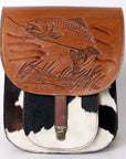 American Darling ADBGZX909 Backpack Hand Tooled Hair-On Genuine Leather Women Bag Western Handbag Purse