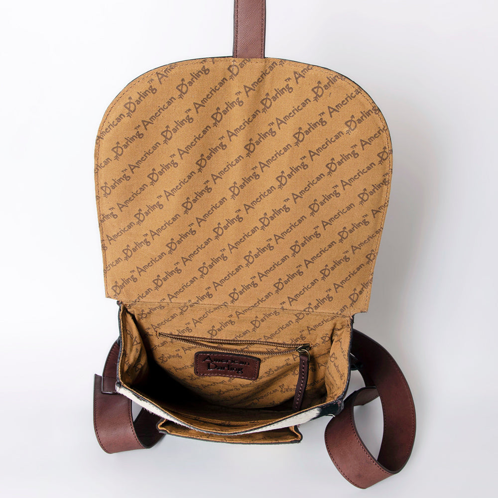 American Darling ADBGZX909 Backpack Hand Tooled Hair-On Genuine Leather Women Bag Western Handbag Purse