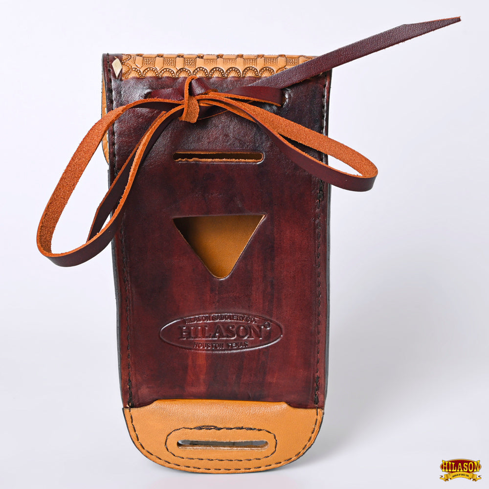 Hilason Basketweave Floral Cell Phone Case Tan American Leather