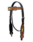 HILASON Western Horse Genuine Leather Floral Design Tack Set Dark Brown