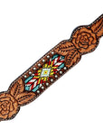 HILASON Western Horse Genuine Leather Floral Design Tack Set Dark Brown