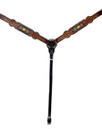 HILASON Western Horse Genuine Leather Floral Design Tack Set Dark Brown