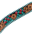 HILASON Western Horse Genuine Leather Floral Design Tack Set Dark Brown