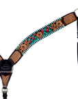 HILASON Western Horse Genuine Leather Floral Design Tack Set Dark Brown