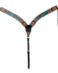 HILASON Western Horse Genuine Leather Floral Design Tack Set Dark Brown