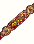 HILASON Western Horse Genuine Leather Floral Design Tack Set Mahogany