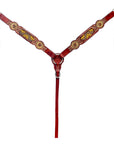 HILASON Western Horse Genuine Leather Floral Design Tack Set Mahogany