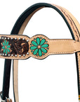 Hilason Horse Floral Hand Painted American Leather Breast Collar Headstall Painted