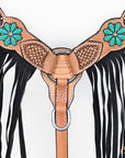 Hilason Horse Floral Hand Painted American Leather Breast Collar Headstall Painted