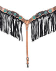 Hilason Horse Floral Hand Painted American Leather Breast Collar Headstall Painted