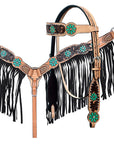Hilason Horse Floral Hand Painted American Leather Breast Collar Headstall Painted
