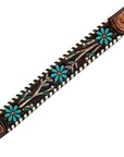 Hilason Horse Floral Hand Painted American Leather Breast Collar Headstall Dark Brown