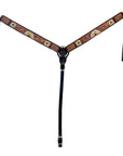Hilason Horse Floral Hand Painted American Leather Breast Collar Headstall Brown