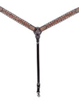 Hilason Horse Floral Hand Carved American Leather Breast Collar Headstall Dark Brown