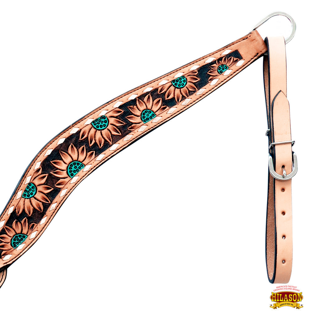 Hilason Horse Floral Hand Painted American Leather Breast Collar Headstall Brown