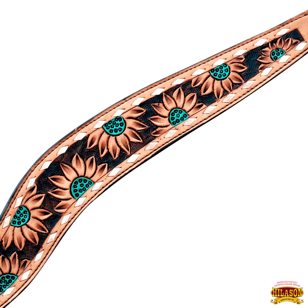 Hilason Horse Floral Hand Painted American Leather Breast Collar Headstall Brown