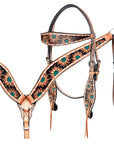 Hilason Horse Floral Hand Painted American Leather Breast Collar Headstall Brown