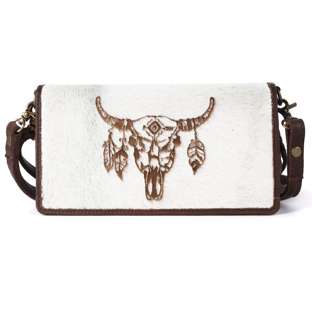 American Darling Organiser Hair-On Hand Tooled Genuine Leather Women Bag Western Handbag Purse
