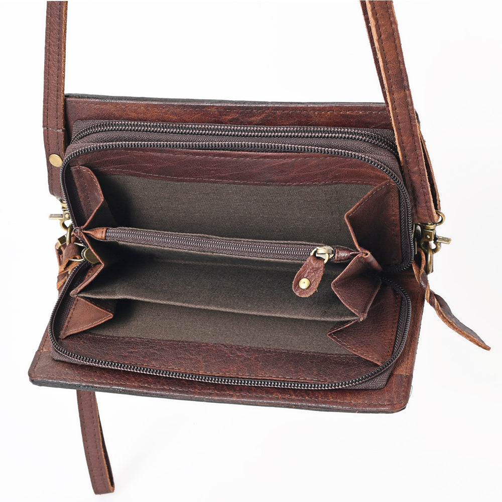 American Darling Organiser Hair-On Hand Tooled Genuine Leather Women Bag Western Handbag Purse