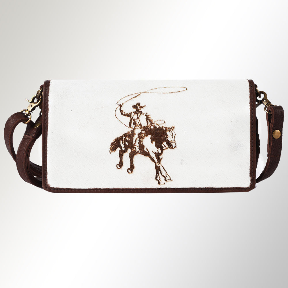 American Darling Organiser Hair-On Hand Tooled Genuine Leather Women Bag Western Handbag Purse