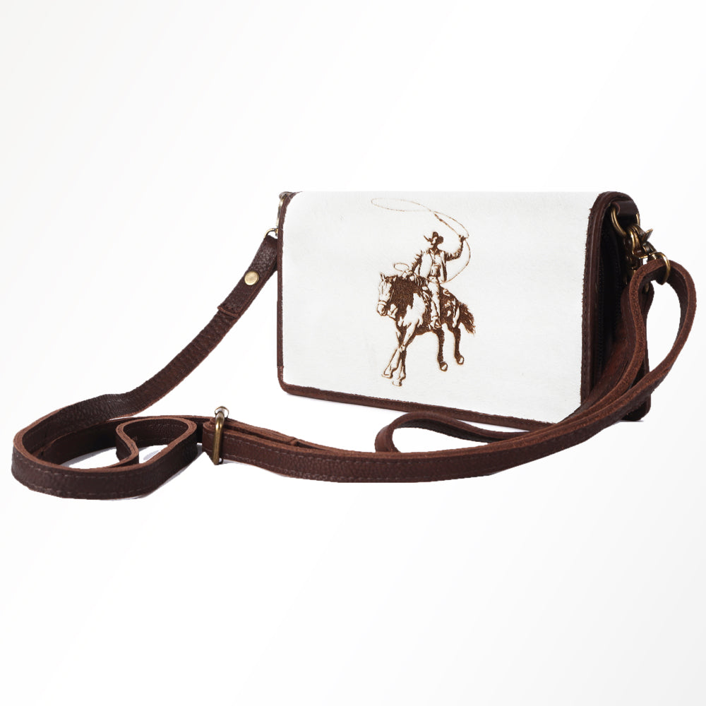American Darling Organiser Hair-On Hand Tooled Genuine Leather Women Bag Western Handbag Purse