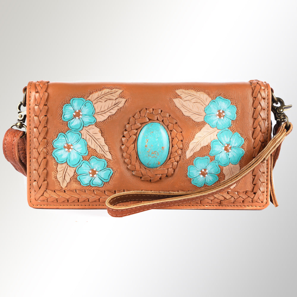 American Darling Organiser Hair-On Hand Tooled Genuine Leather Women Bag Western Handbag Purse