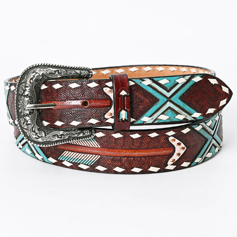 American Darling ADBLF104-L Beautifully Hand Tooled Genuine American Leather Belt Men and  Women