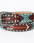 American Darling ADBLF104-L Beautifully Hand Tooled Genuine American Leather Belt Men and  Women
