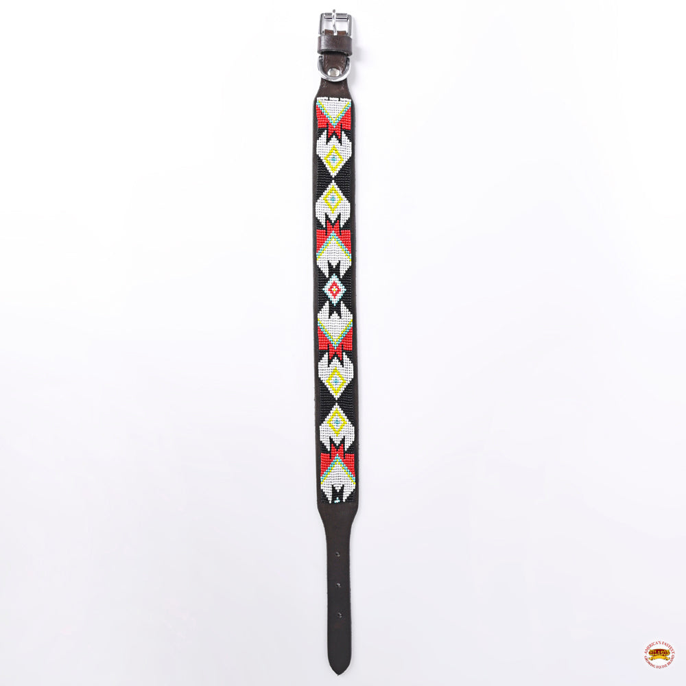 Hilason Western Style Heavy Duty Beaded American Leather Pet Dog Collar