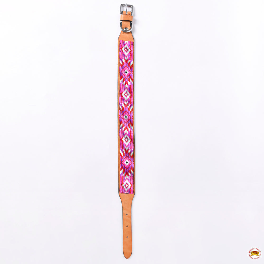 Hilason Western Style Heavy Duty Beaded American Leather Pet Dog Collar