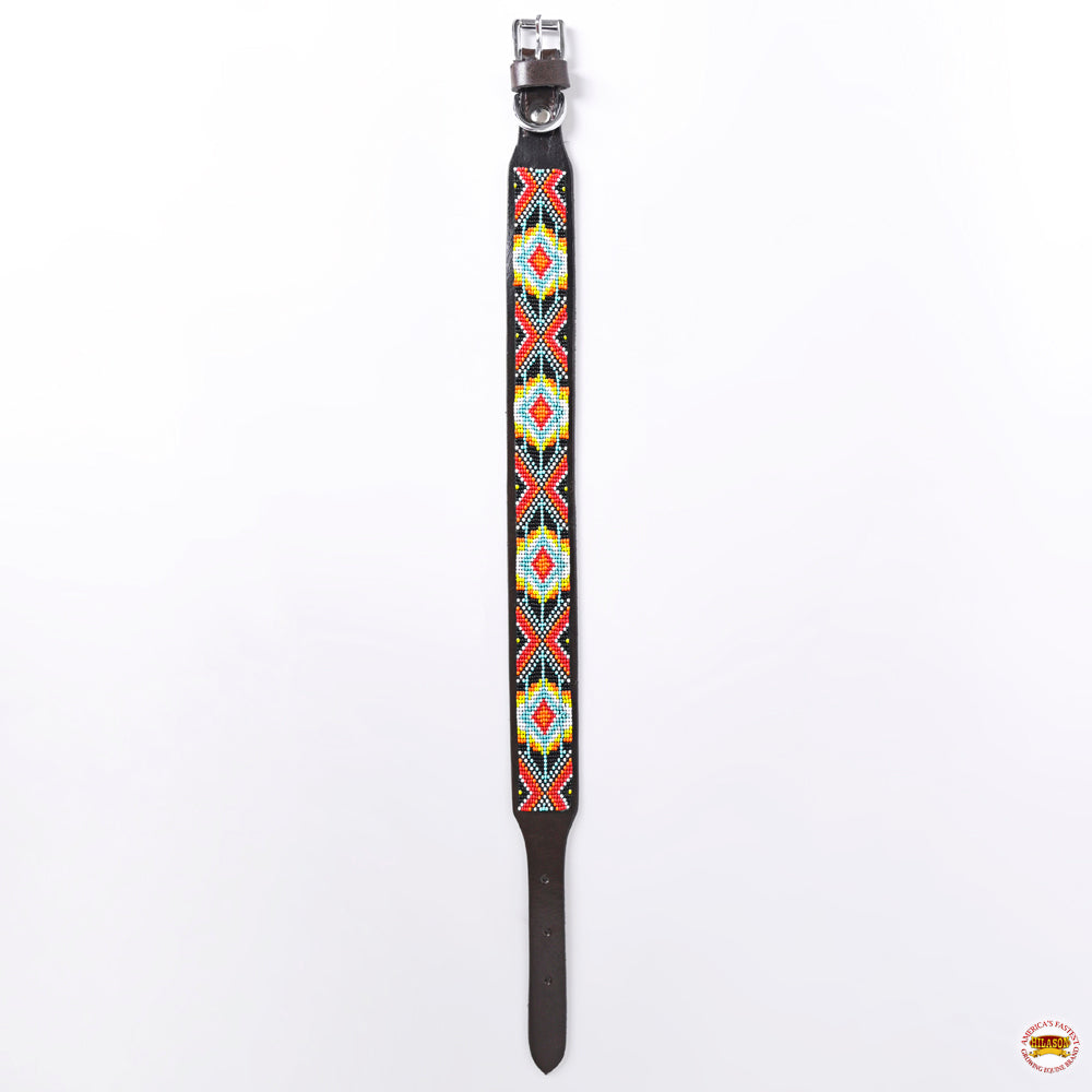 Hilason Western Style Heavy Duty Beaded American Leather Pet Dog Collar