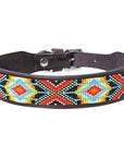 Hilason Western Style Heavy Duty Beaded American Leather Pet Dog Collar