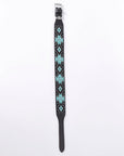 Hilason Western Style Heavy Duty Beaded American Leather Pet Dog Collar