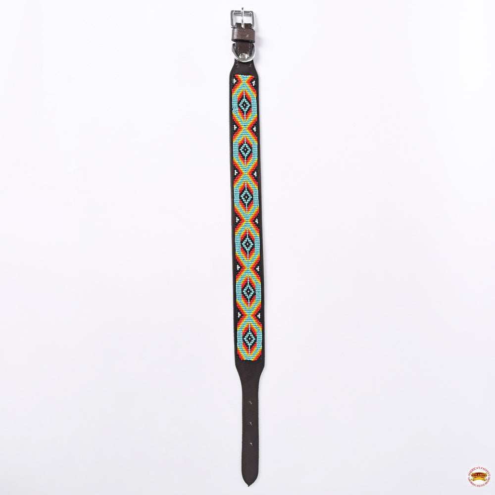 Hilason Western Style Heavy Duty Beaded American Leather Pet Dog Collar