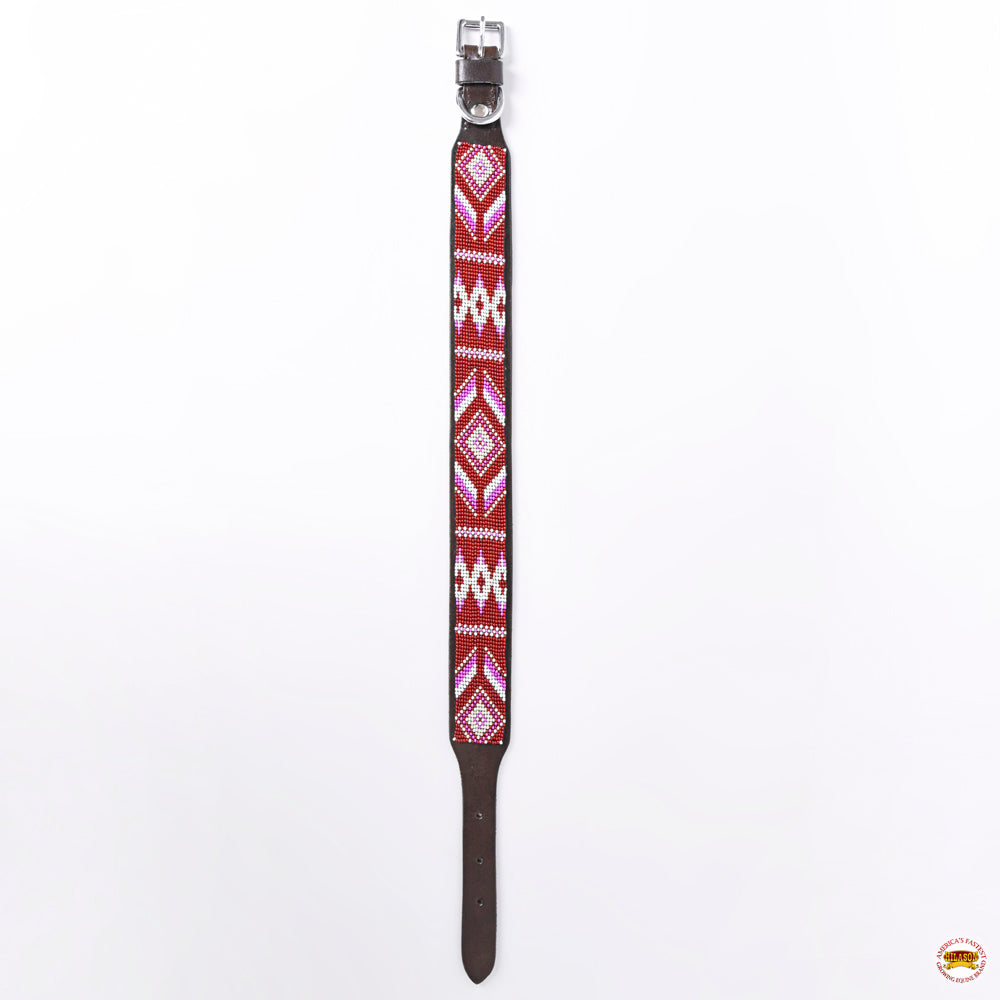 Hilason Western Style Heavy Duty Beaded American Leather Pet Dog Collar