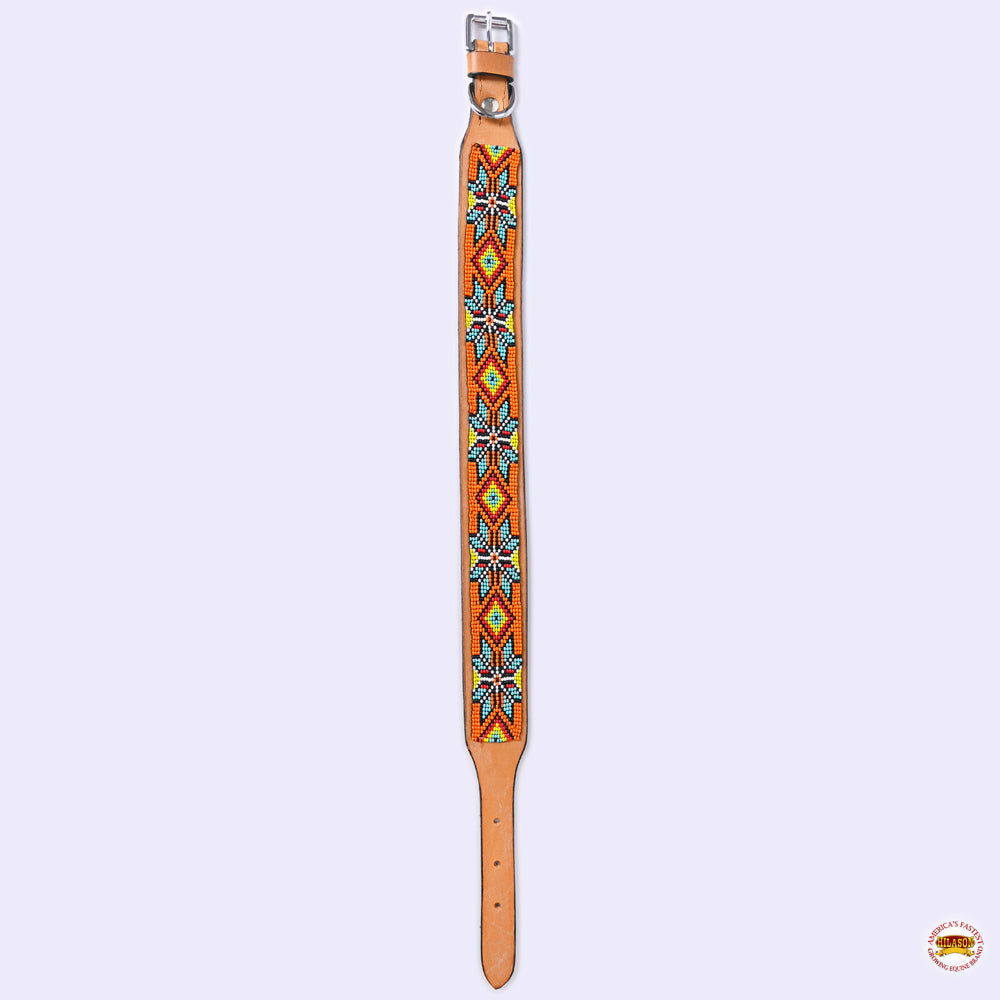 Hilason Western Style Heavy Duty Beaded American Leather Pet Dog Collar