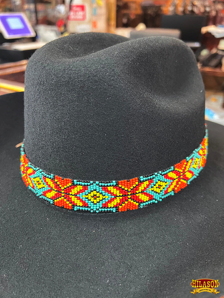 HILASON Beaded  American Style Western Cowgirl Handmade Hatband Tan