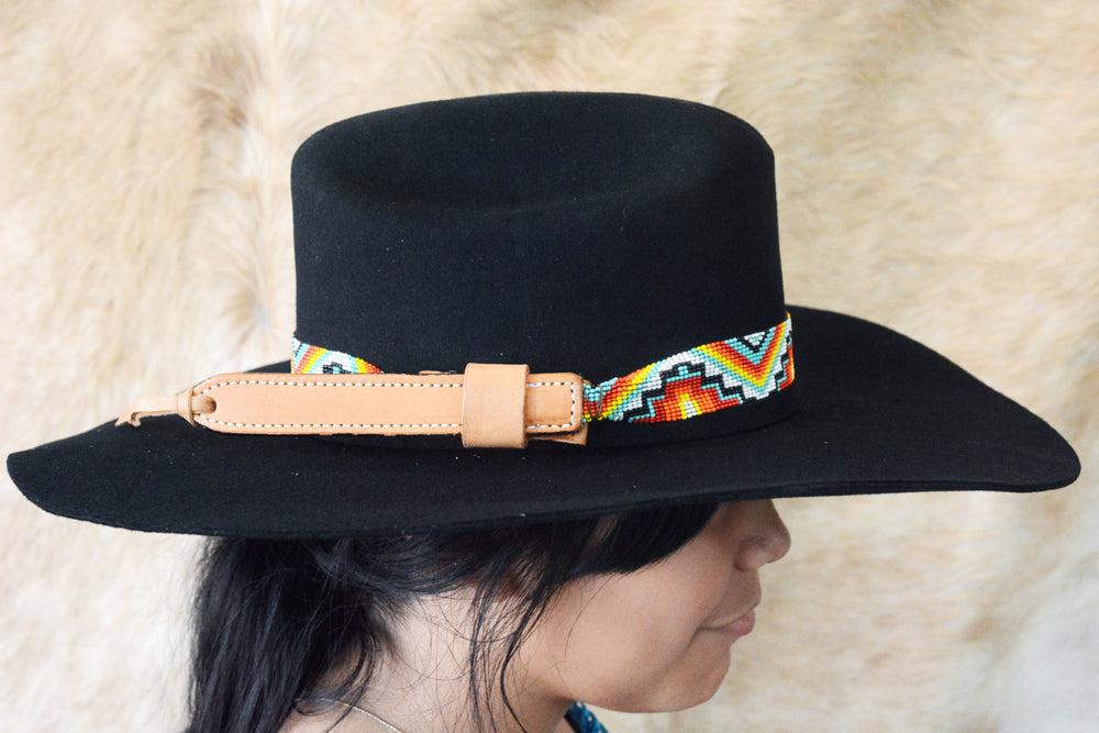 HILASON Beaded  American Style Western Cowgirl Handmade Hatband Tan