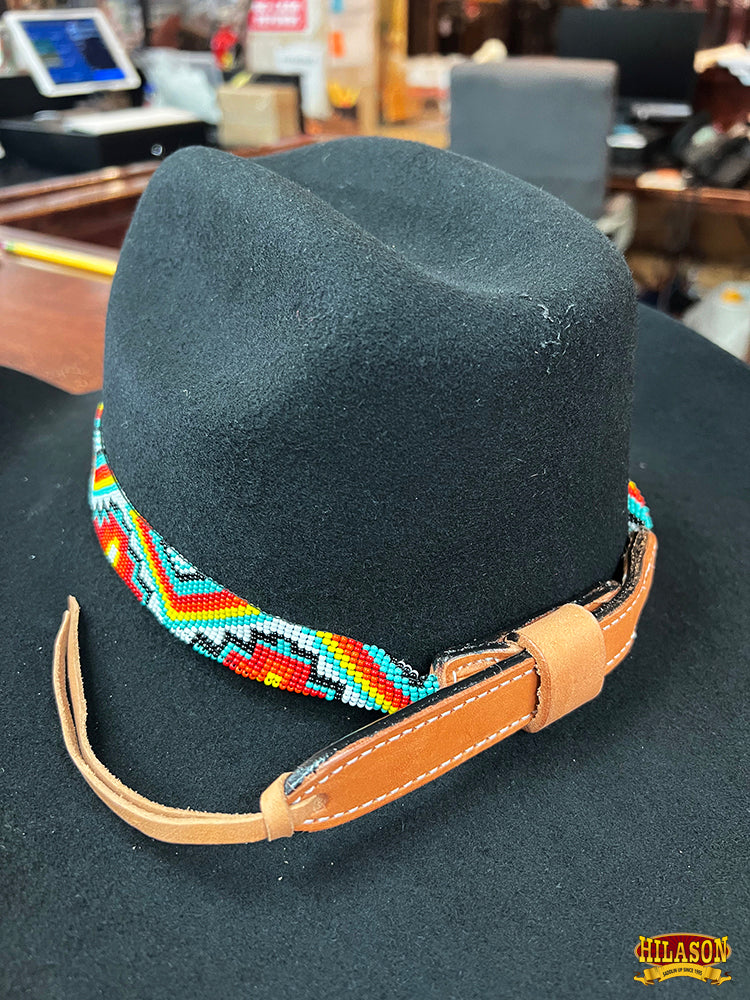 HILASON Beaded  American Style Western Cowgirl Handmade Hatband Tan