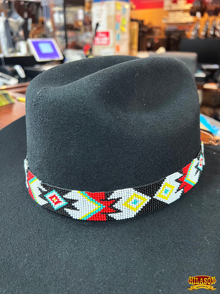 HILASON Beaded  American Style Western Cowgirl Handmade Hatband Tan