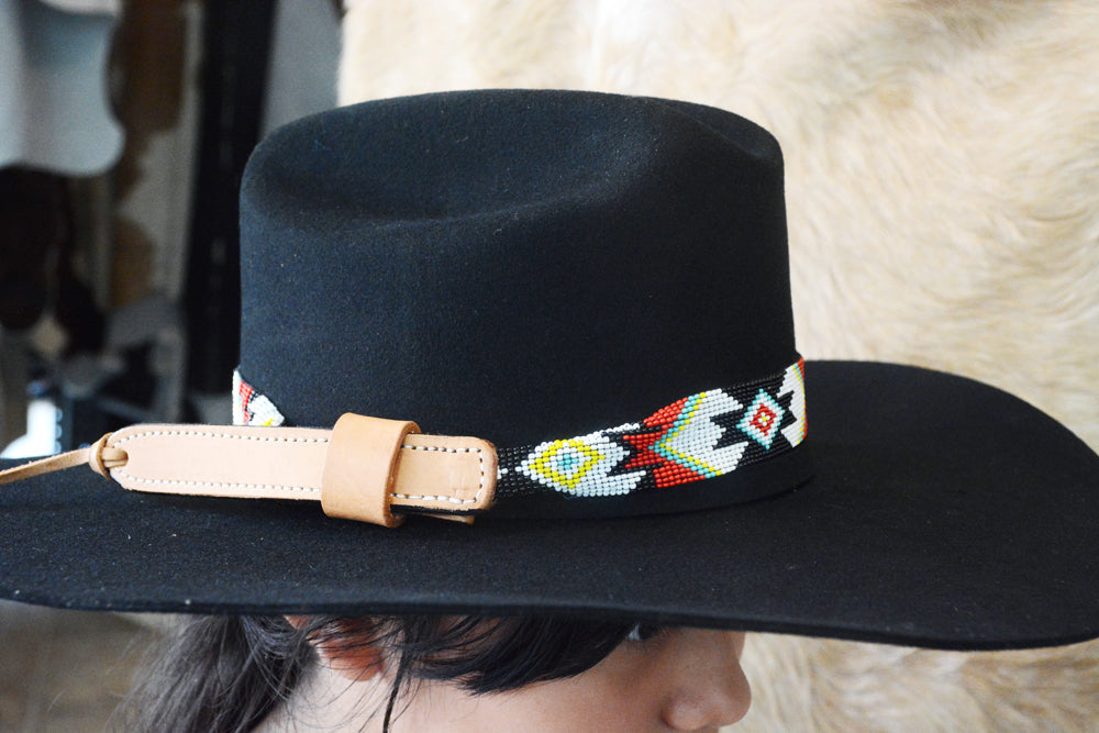 HILASON Beaded  American Style Western Cowgirl Handmade Hatband Tan